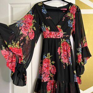 Betsy Johnson Women’s Dress Size 8 Multicolored Floral Bell Sleeves